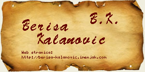 Beriša Kalanović vizit kartica